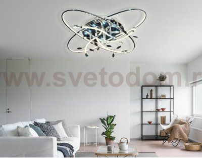 Люстра потолочная Ambrella LC557/8 CH хром 72W 4200K 620*620*160 (ПДУ для RGB подсветки) LINE