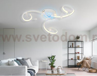 Люстра потолочная Ambrella LC570/3 WH белый 39W 4200K 560*560*140 (ПДУ для RGB подсветки) LINE