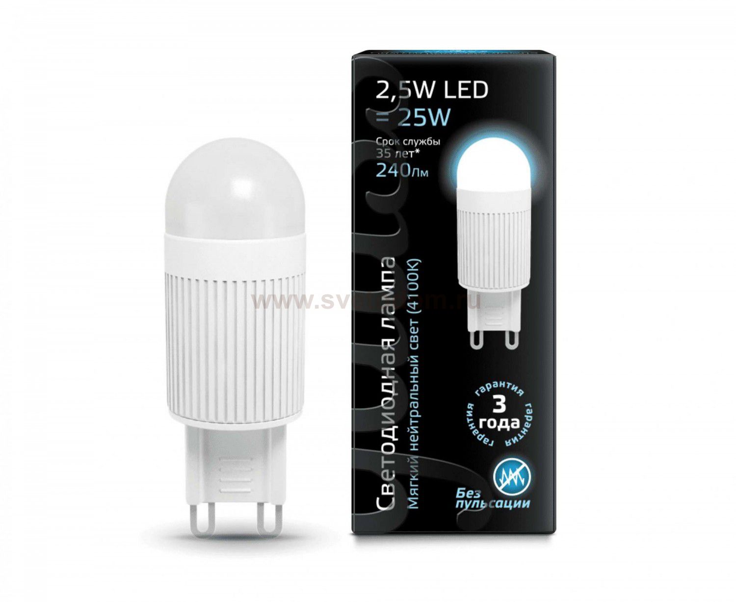 Лампа Gauss LED G9 2.5W 230V 4100K (LD107309225)
