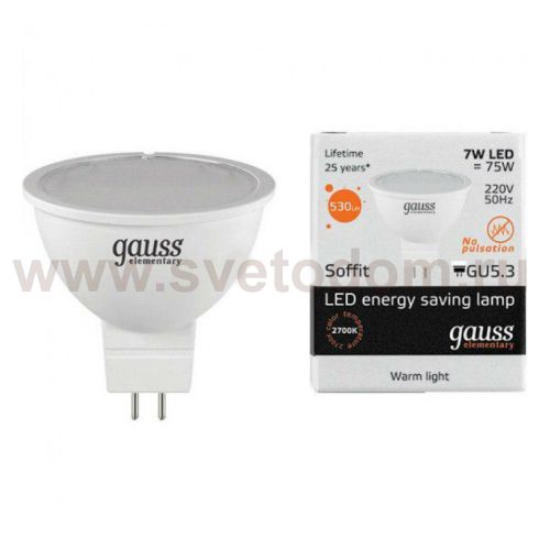 Лампа Gauss LED Elementary MR16 GU5.3 7W 2700K (LD13517)