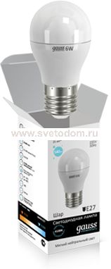 Лампа Gauss LED Elementary Globe 6W E27 4100K (LD53226)