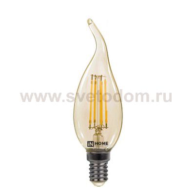 Лампа светодиодная LED-СВЕЧА НА ВЕТРУ-deco 7Вт 230В Е14 3000К 630Лм золотистая IN HOME