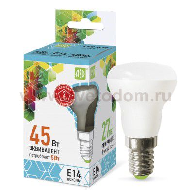 Лампа светодиодная LED-R39-standard 5Вт 230В Е14 3000К 450Лм ASD
