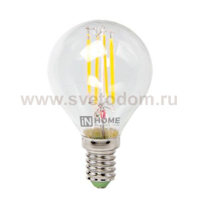 Лампа светодиодная LED-ШАР-deco 5Вт 230В Е14 3000К 450Лм прозрачная IN HOME