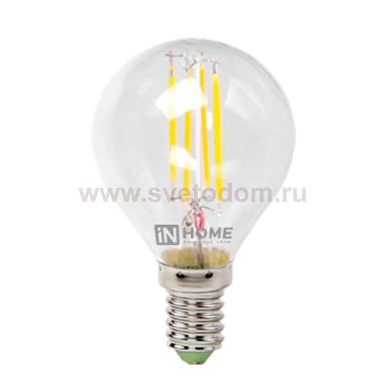 Лампа светодиодная LED-ШАР-deco 5Вт 230В Е14 3000К 450Лм прозрачная IN HOME