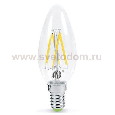 Лампа светодиодная LED-СВЕЧА-PREMIUM 5.0Вт 160-260В Е14 4000К 450Лм прозрачная ASD
