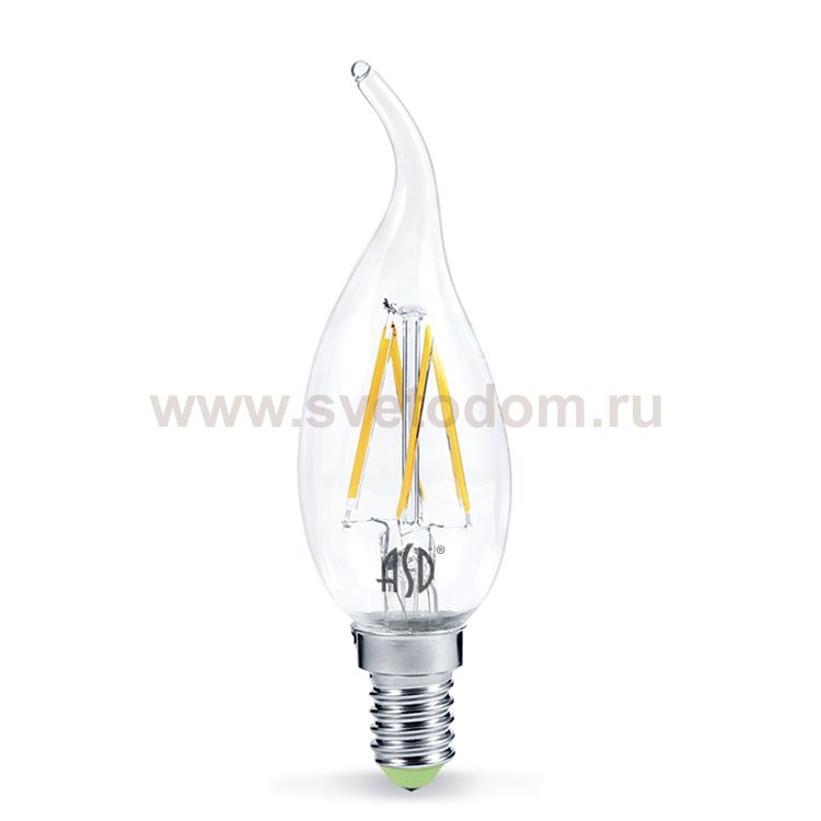 Лампа светодиодная LED-СВЕЧА НА ВЕТРУ-deco 5Вт 230В Е14 4000К 450Лм прозрачная IN HOME