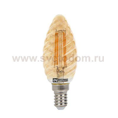 Лампа светодиодная LED-СВЕЧА ВИТАЯ-deco 7Вт 230В Е14 3000К 630Лм золотистая IN HOME