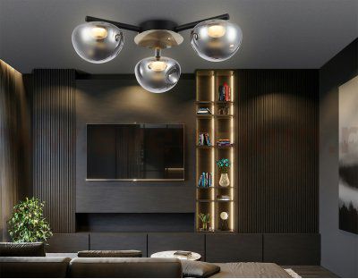 LH12006/3 BK/GD/SM черный/золото/дымчатый 18W 3000K D640*170