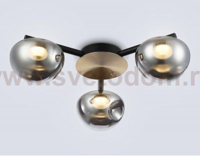 LH12006/3 BK/GD/SM черный/золото/дымчатый 18W 3000K D640*170