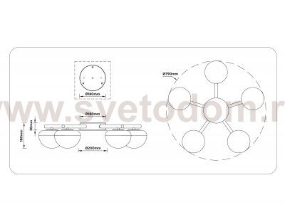 LH12009/5 BK/GD/SM черный/золото/дымчатый 30W 3000K D790*180