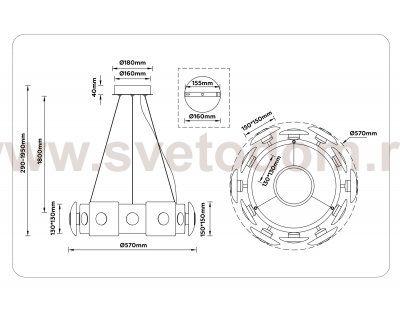 LH31024 GR/SM серый/дымчатый 56W 3000K D570*150