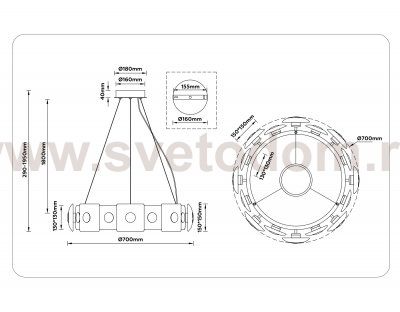 LH31027 BS/TI латунь/янтарь 72W 3000K D700*150