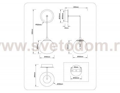 LH51005 SGD/BK/FR золотой песок/черный/белый матовый G9 max 28W 130*200*400