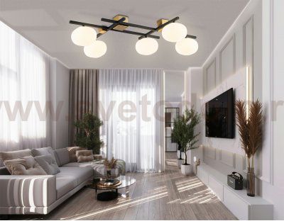 LH51015/5 BK/BS/FR черный/латунь/белый матовый G9*5 max 28W 800*560*170