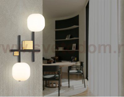 LH51019/2 BK/BS/FR черный/латунь/белый матовый G9*2 max 28W 230*170*480