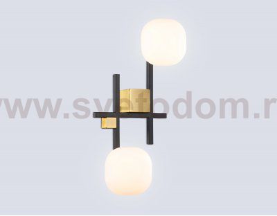 LH51019/2 BK/BS/FR черный/латунь/белый матовый G9*2 max 28W 230*170*480