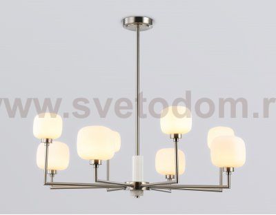Люстра на штанге с мрамором Ambrella LH53003/8 SN/FR сатин никель/белый матовый G9*8 max 40W D830*680