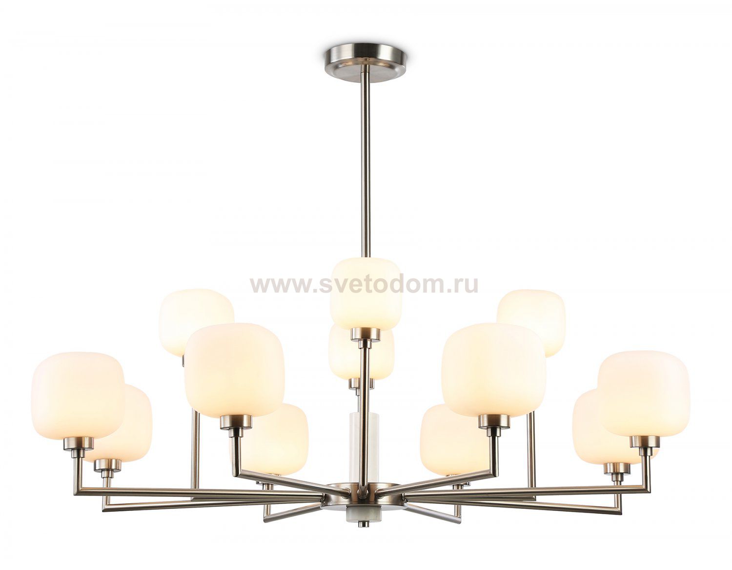 Люстра на штанге с мрамором Ambrella LH53005/12 SN/FR сатин никель/белый матовый G9*12 max 40W D910*680