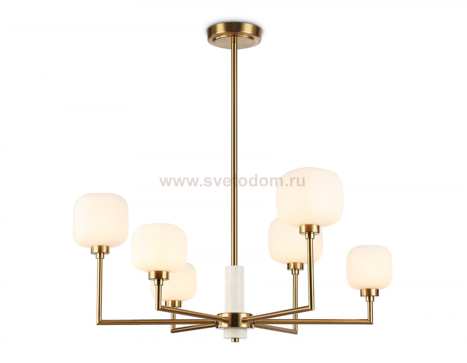 Люстра на штанге с мрамором Ambrella LH53015/6 BS/FR латунь/белый матовый G9*6 max 40W D690*680