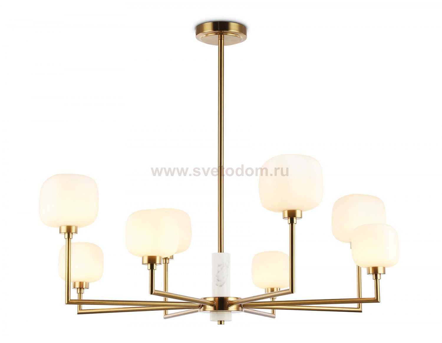 Люстра на штанге с мрамором Ambrella LH53017/8 BS/FR латунь/белый матовый G9*8 max 40W D830*680