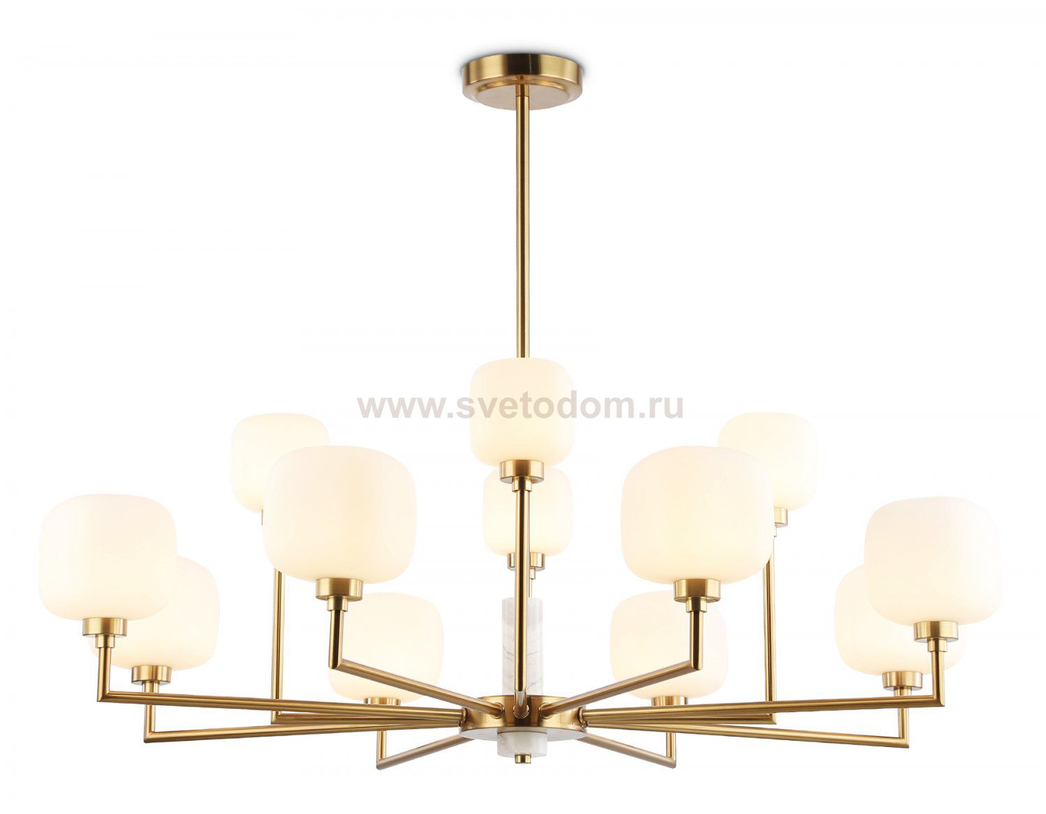 Люстра на штанге с мрамором Ambrella LH53019/12 BS/FR латунь/белый матовый G9*12 max 40W D910*680