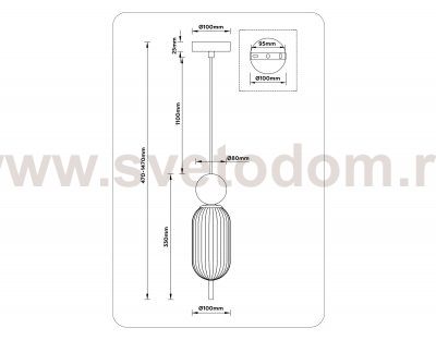 LH53101 BS/GR/FR латунь/серый/белый матовый G9 max 28W D100*330