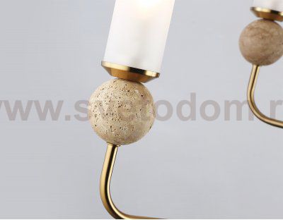 Люстра на штанге с мрамором Ambrella LH53251/6 BS/FR латунь/белый матовый E14*6 max 40W D1050*1445