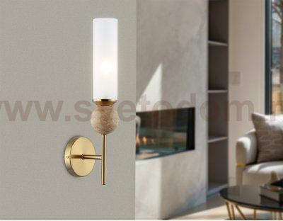 Настенный светильник с мрамором Ambrella LH53254 BS/FR латунь/белый матовый E14 max 40W 110*100*400