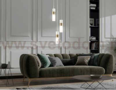 Подвесной светильник Ambrella LH55112/3 BS/FR/TI латунь/белый матовый/янтарь E14*3 max 40W D220*1200