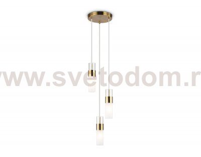 Подвесной светильник Ambrella LH55112/3 BS/FR/TI латунь/белый матовый/янтарь E14*3 max 40W D220*1200