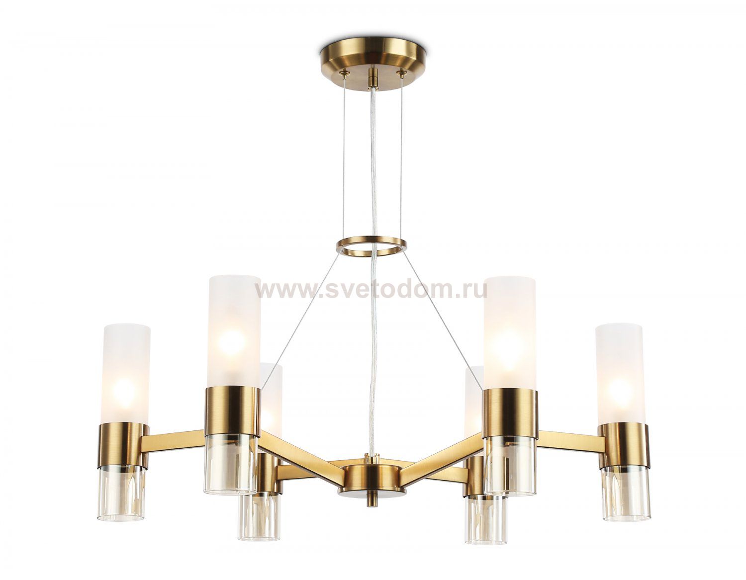 Подвесные люстры Ambrella LH55114/6 BS/FR/TI латунь/белый матовый/янтарь E14*6 max 40W D650*1080