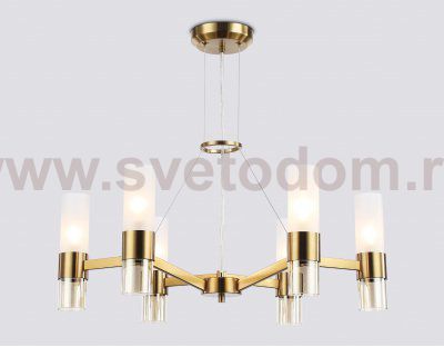Подвесные люстры Ambrella LH55114/6 BS/FR/TI латунь/белый матовый/янтарь E14*6 max 40W D650*1080