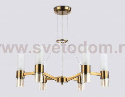 Подвесные люстры Ambrella LH55114/6 BS/FR/TI латунь/белый матовый/янтарь E14*6 max 40W D650*1080