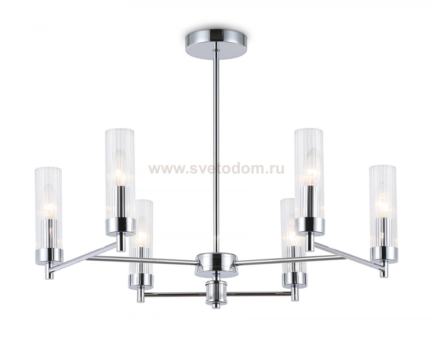 Люстра со стеклянными плафонами на штанге Ambrella LH55151/6 CH/CL хром/прозрачный E14/6 max 40W D675*520