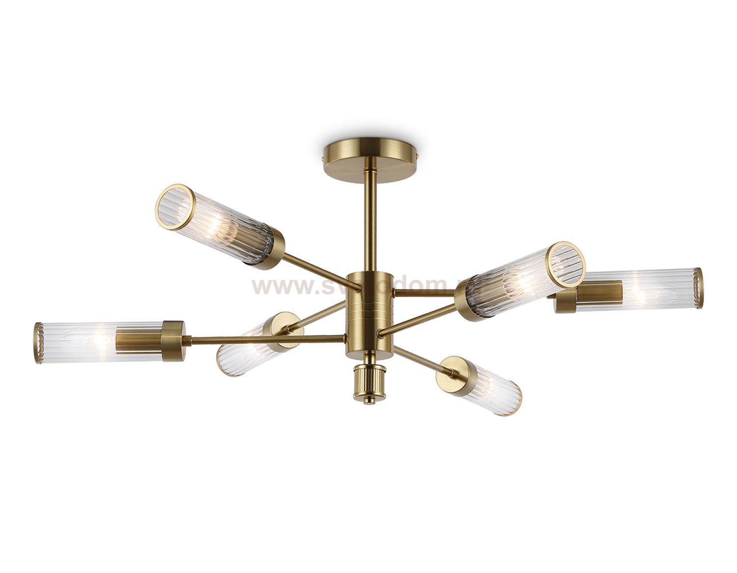 Люстра со стеклянными плафонами на штанге Ambrella LH55161/6 BS/CL латунь/прозрачный E14/6 max 40W D830*330