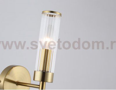 Настенный светильник со стеклянным плафоном Ambrella LH55164 BS/CL латунь/прозрачный E14 max 40W 155*100*245