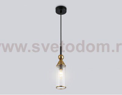 Подвесной светильник Ambrella LH55251 BK/BS/CL черный/латунь/прозрачный E14 max 40W D65*1500