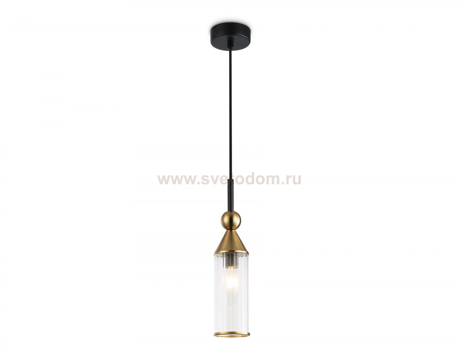 Подвесной светильник Ambrella LH55251 BK/BS/CL черный/латунь/прозрачный E14 max 40W D65*1500