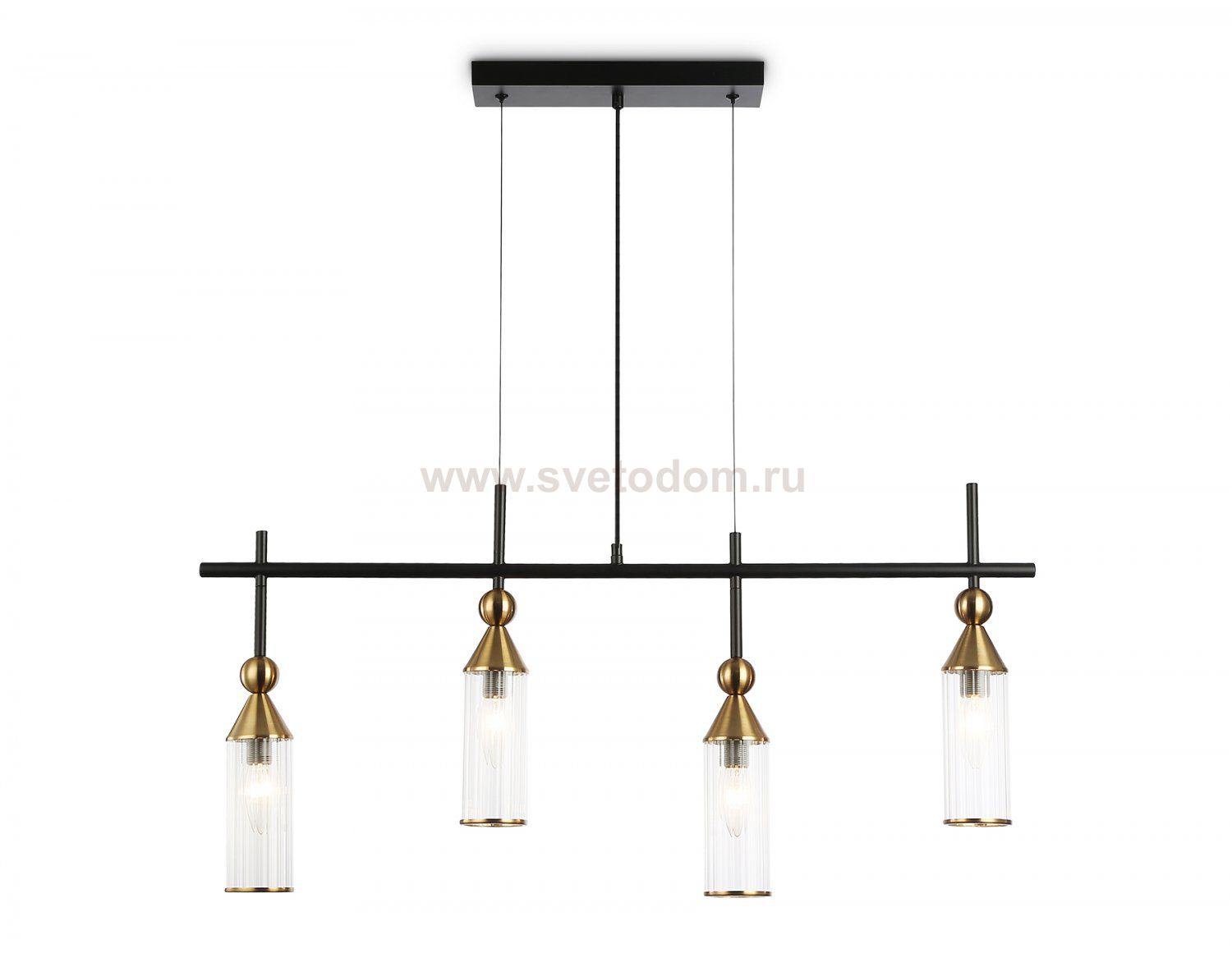 Подвесной светильник Ambrella LH55254/4 BK/BS/CL черный/латунь/прозрачный E14*4 max 40W 845*65*1150