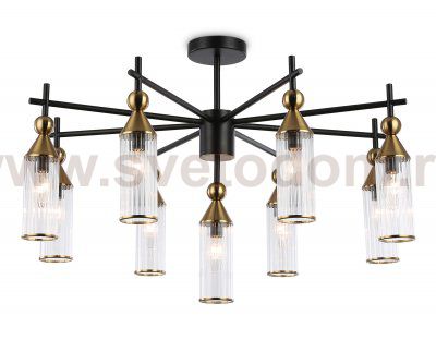 Люстра на штанге Ambrella LH55258/9 BK/BS/CL черный/латунь/прозрачный E14*9 max 40W D770*530