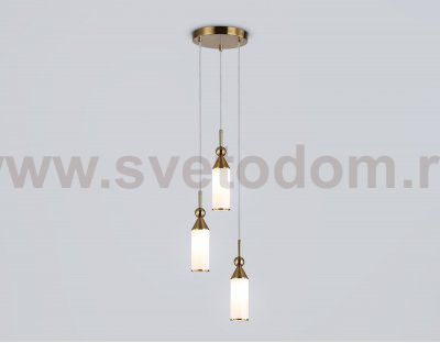 Подвесной светильник Ambrella LH55272/3 BS/FR латунь/белый матовый E14 max 40W D230*1200