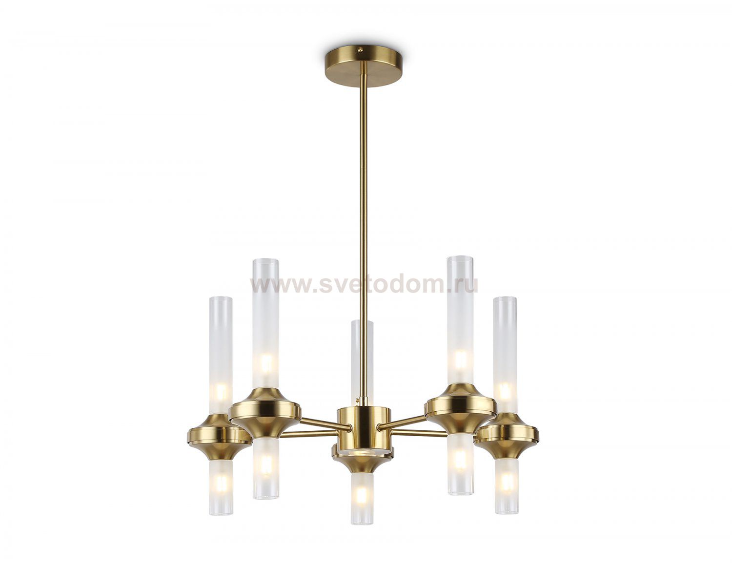 Люстра со стеклянными плафонами на штанге Ambrella LH55358/10 BS/CL латунь/прозрачный G9/10 max 30W D550*690