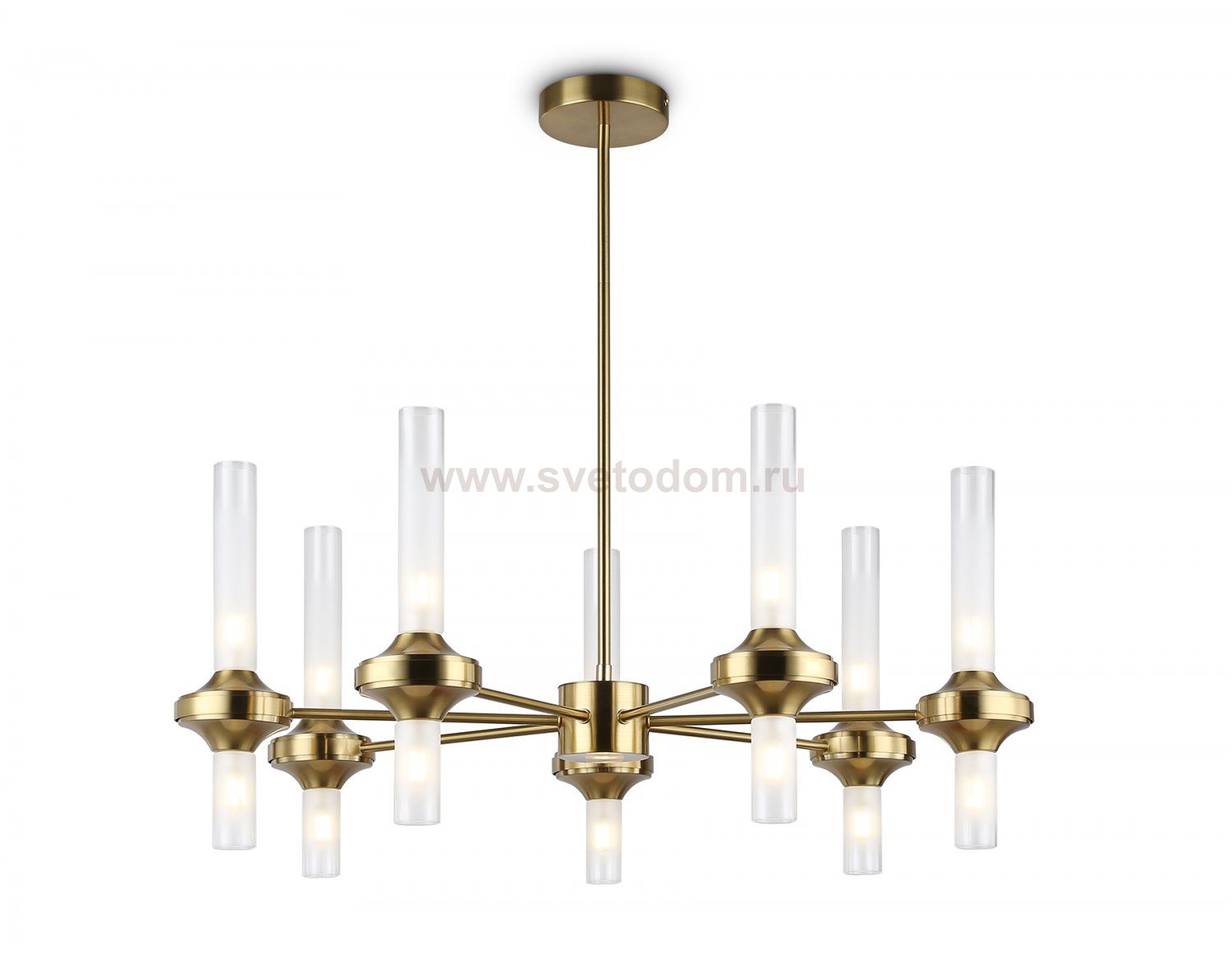 Люстра со стеклянными плафонами на штанге Ambrella LH55360/14 BS/CL латунь/прозрачный G9/14 max 30W D750*690