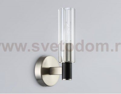 Настенный светильник Ambrella LH55507 SN/BK/CL сатин никель/черный/прозрачный E14 max 40W 120*100*250
