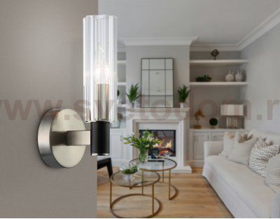 Настенный светильник Ambrella LH55507 SN/BK/CL сатин никель/черный/прозрачный E14 max 40W 120*100*250