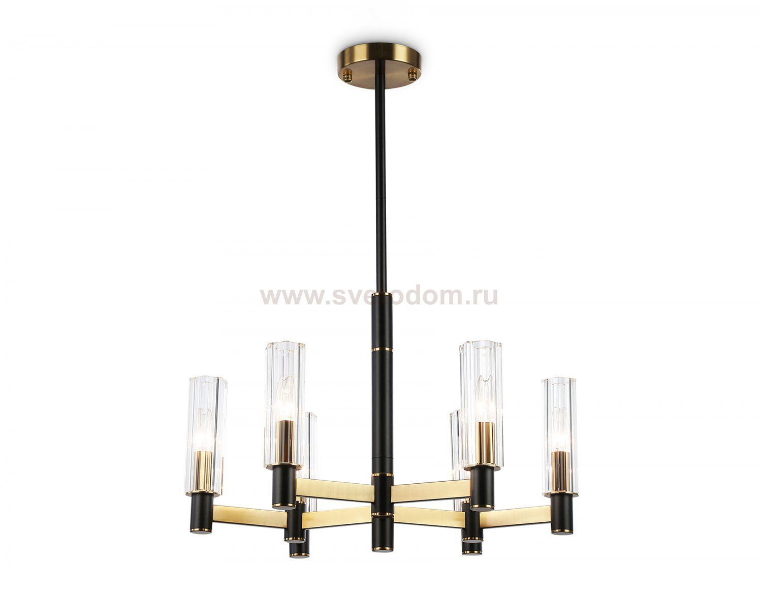 Люстра на штанге Ambrella LH55511/6 BK/BS/CL черный/латунь/прозрачный E14*6 max 40W D570*760