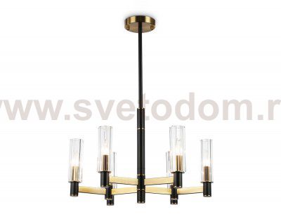 Люстра на штанге Ambrella LH55511/6 BK/BS/CL черный/латунь/прозрачный E14*6 max 40W D570*760