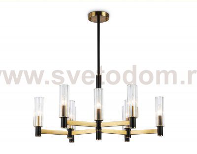 Люстра на штанге Ambrella LH55513/9 BK/BS/CL черный/латунь/прозрачный E14*9 max 40W D760*760