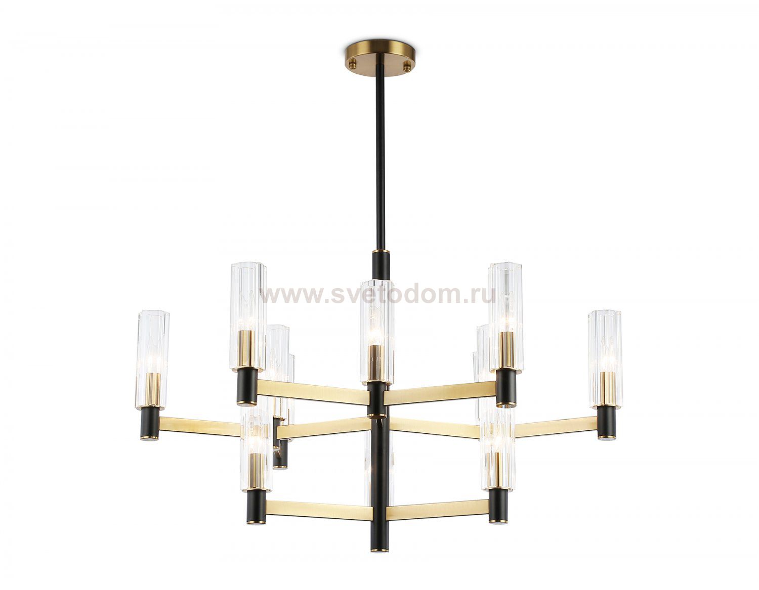 Люстра на штанге Ambrella LH55515/12 BK/BS/CL черный/латунь/прозрачный E14*12 max 40W D860*905